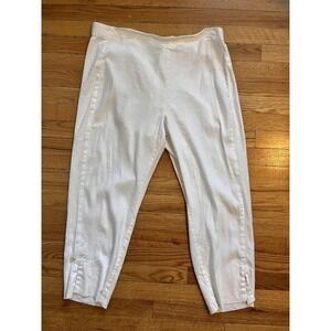 J Jill Pants Womens XL White Linen Stretch Ankle Elastic Waist Casual